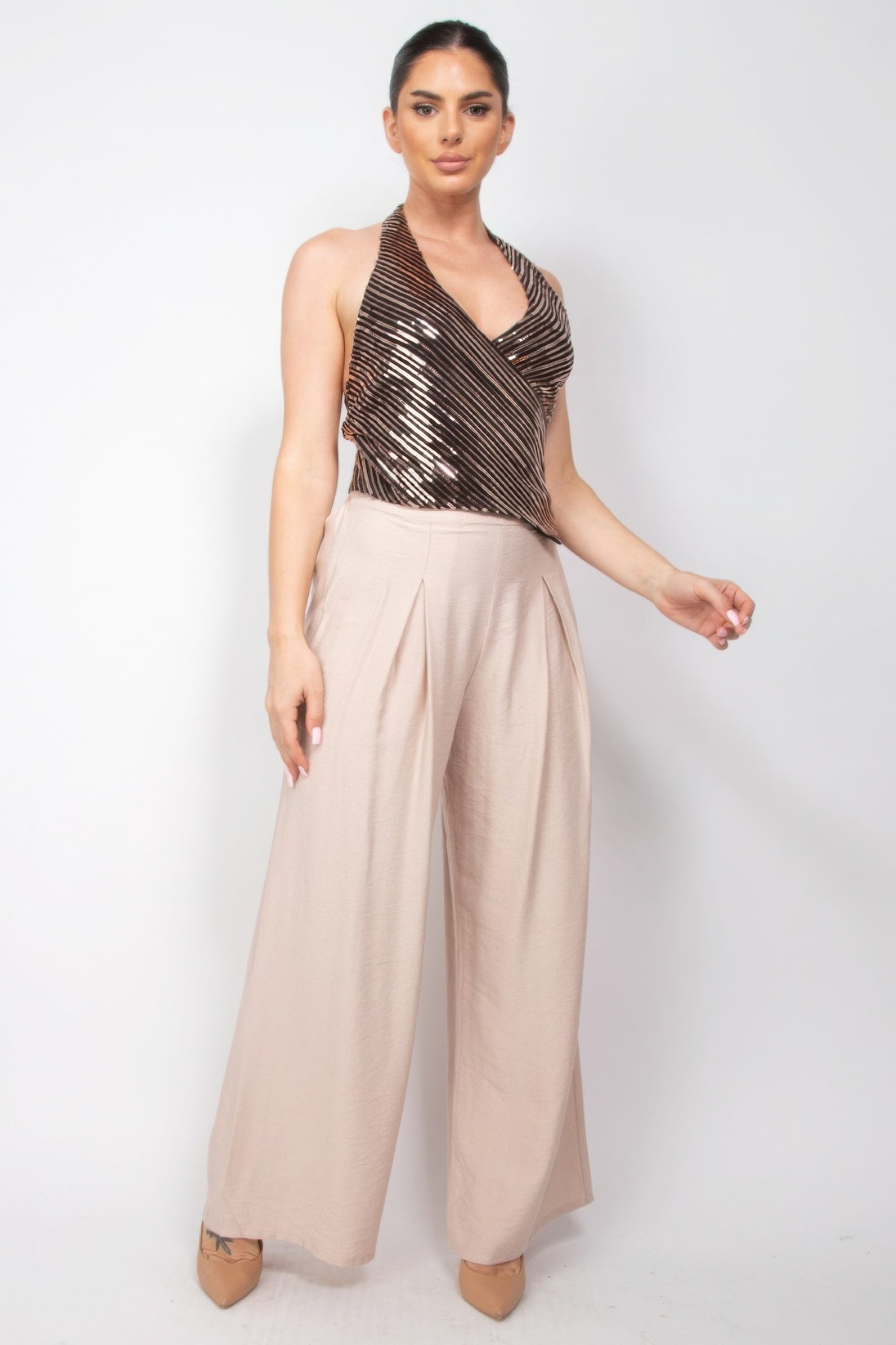 Metallic Striped Sequin Top
