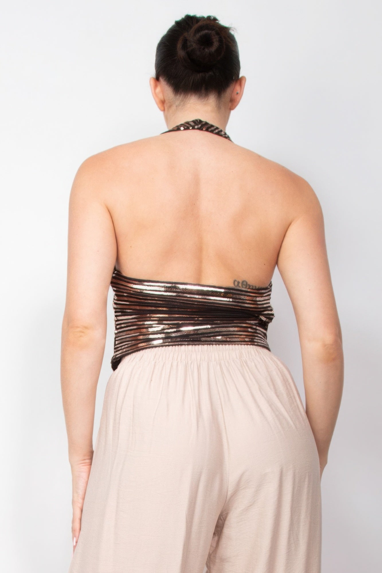 Metallic Striped Sequin Top