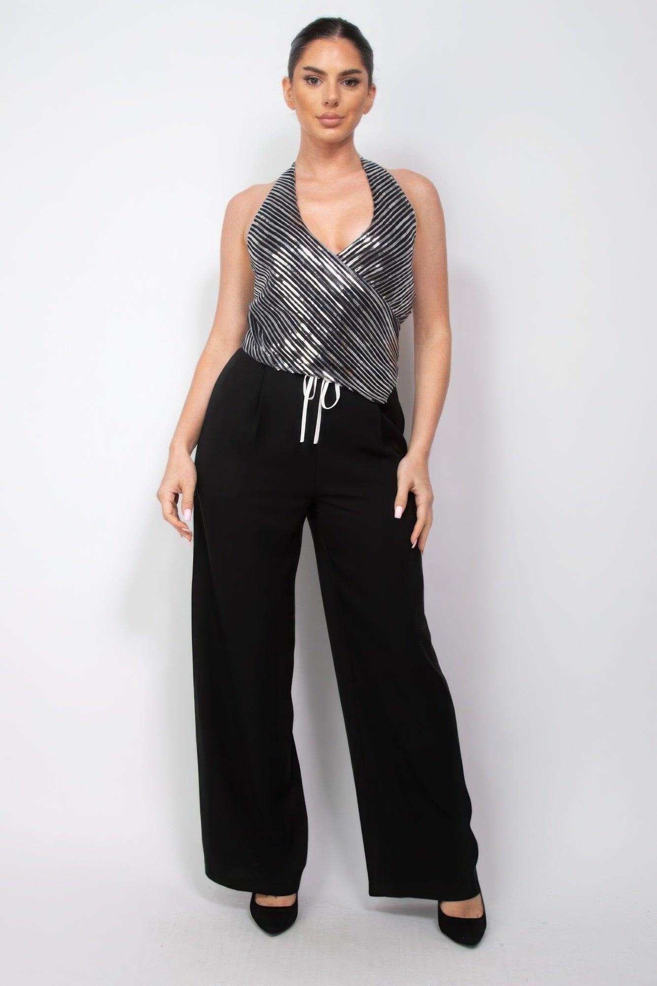 Metallic Striped Sequin Top