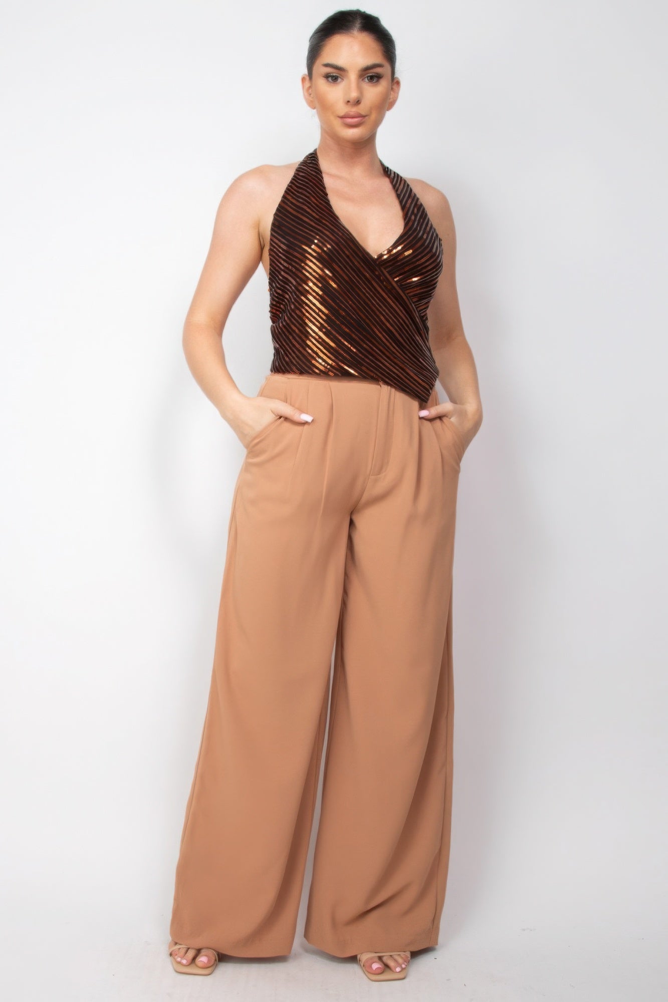 Metallic Striped Sequin Top