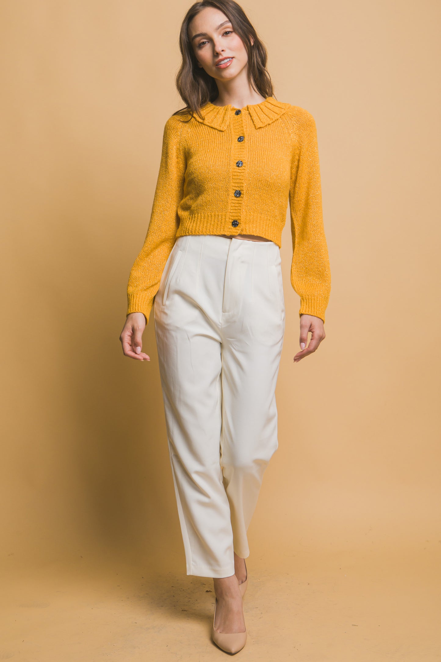 Mid Crop Short Collar Sweater