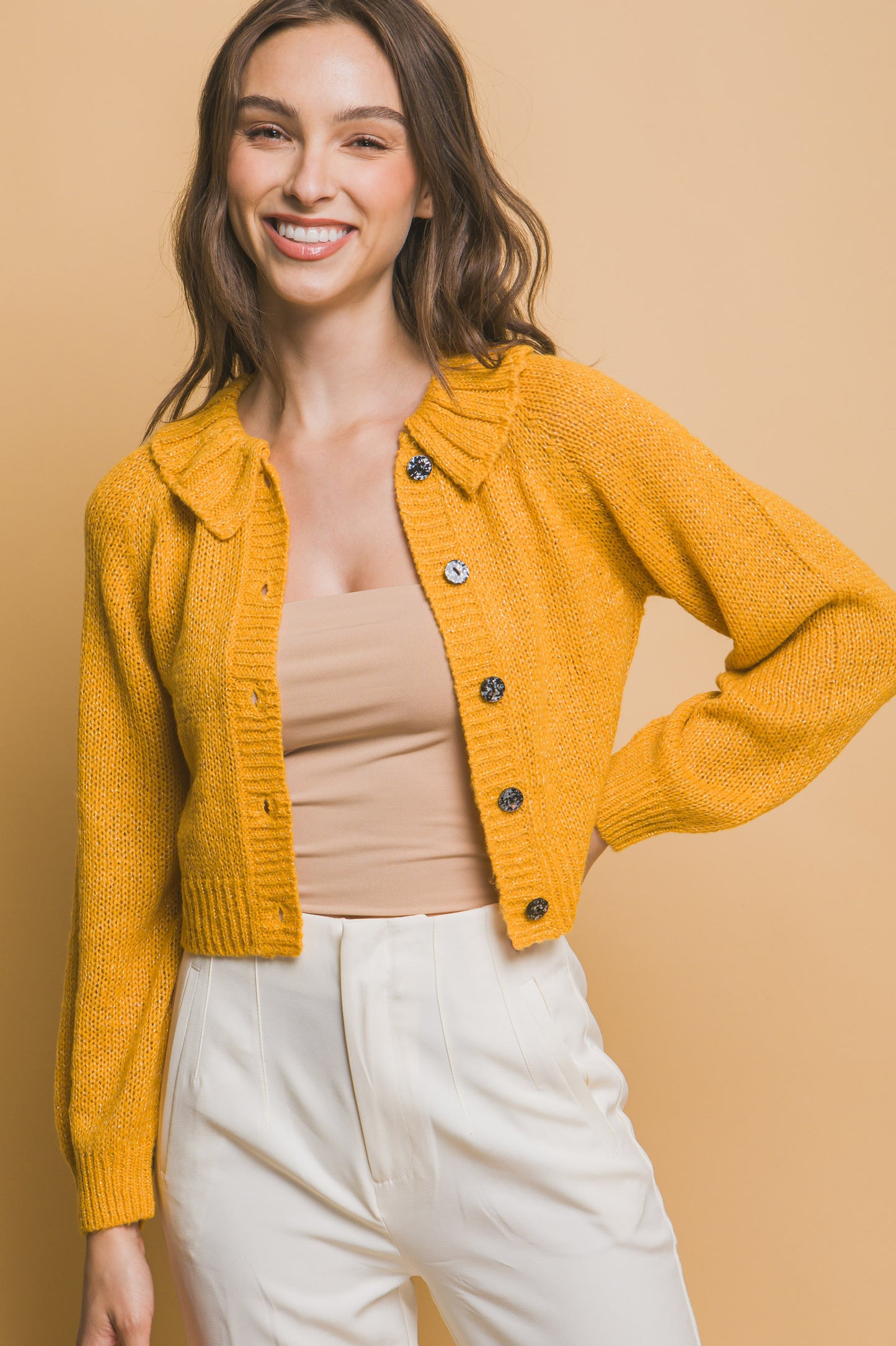 Mid Crop Short Collar Sweater