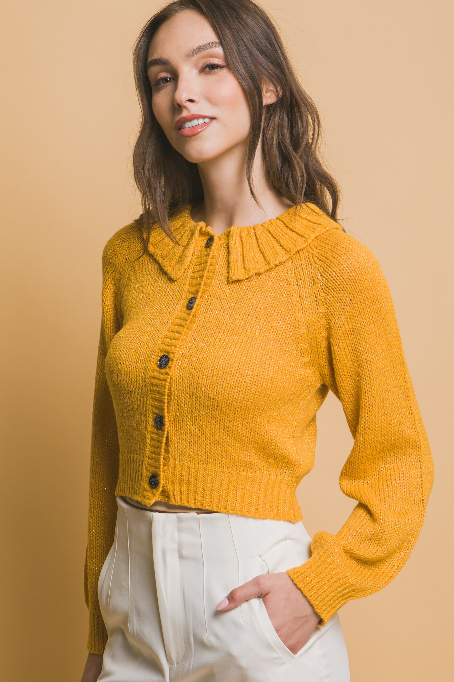 Mid Crop Short Collar Sweater