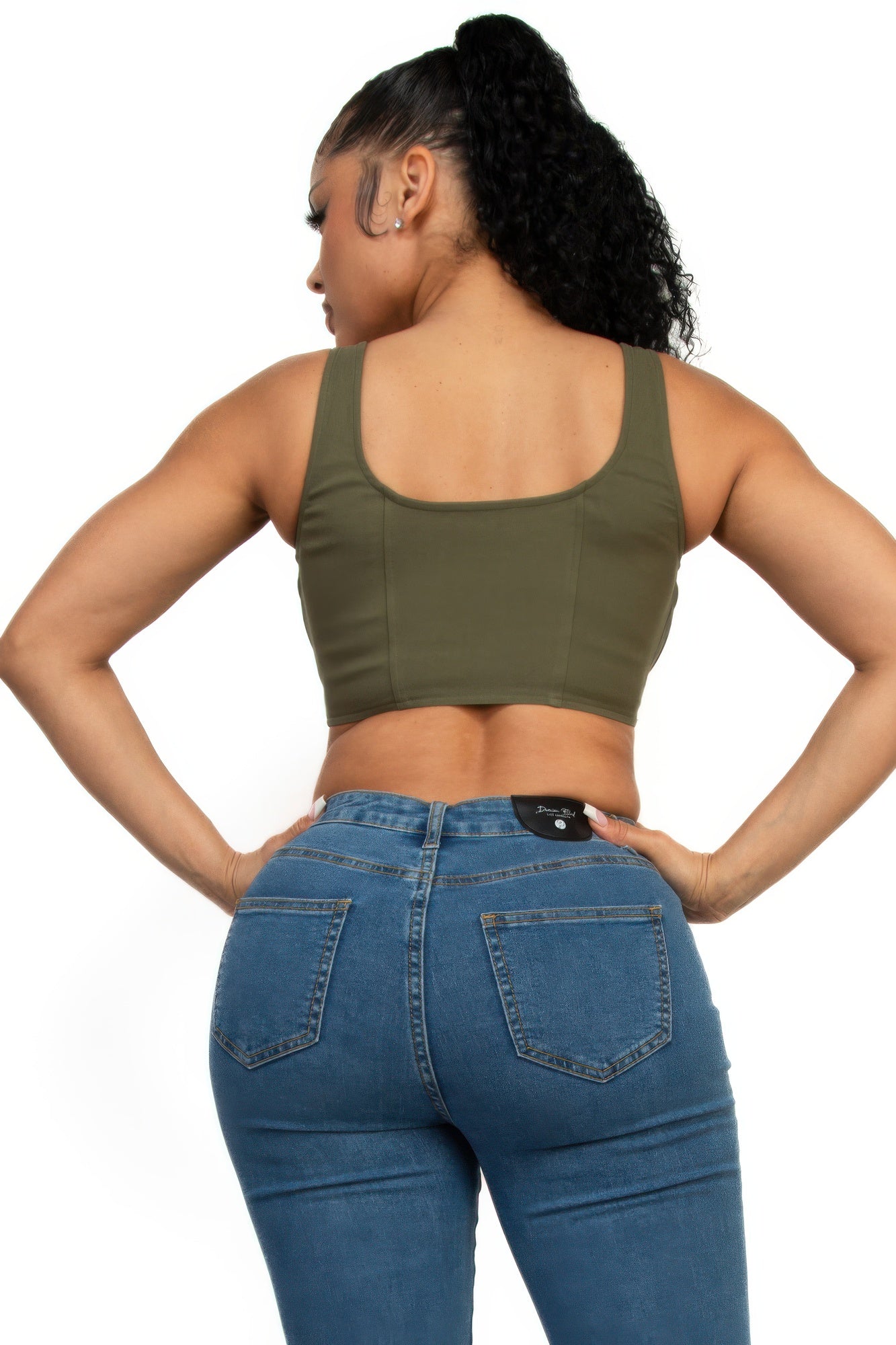 Zippered Square Neck Crop Top