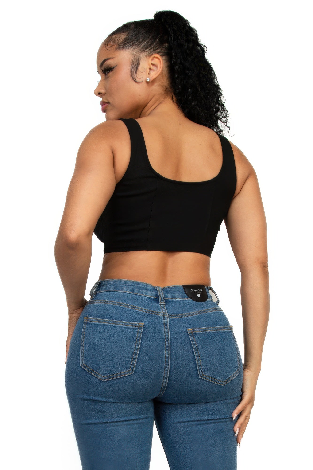 Zippered Square Neck Crop Top