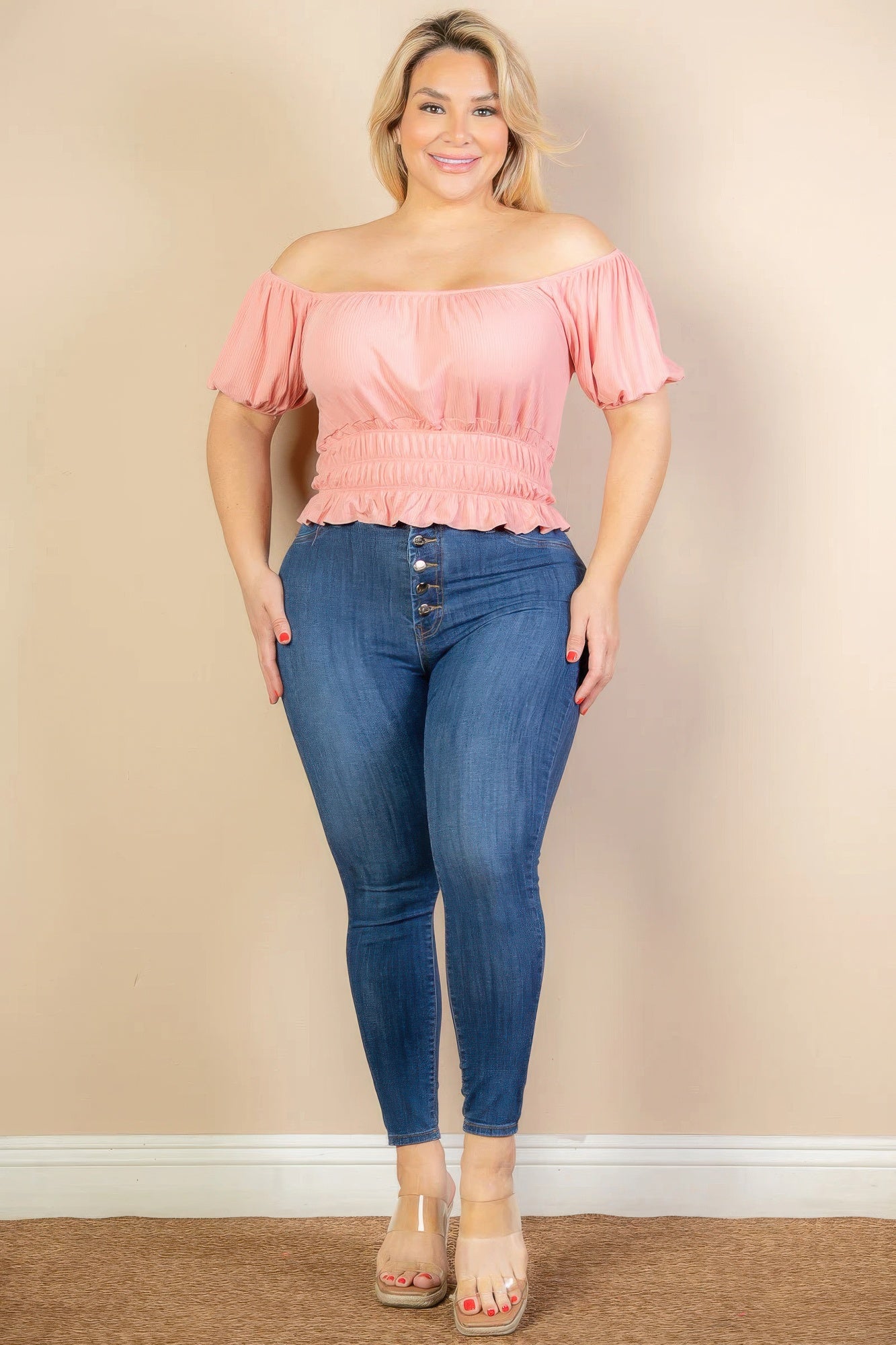 Plus size Puff Sleeve Knit Top