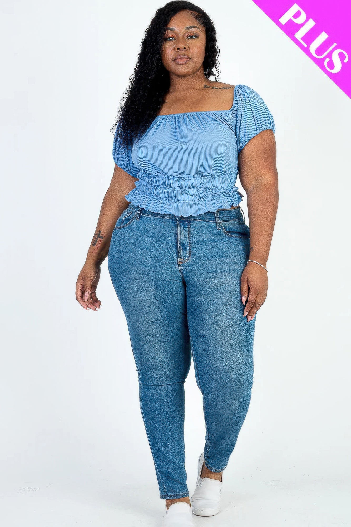 Plus size Puff Sleeve Knit Top