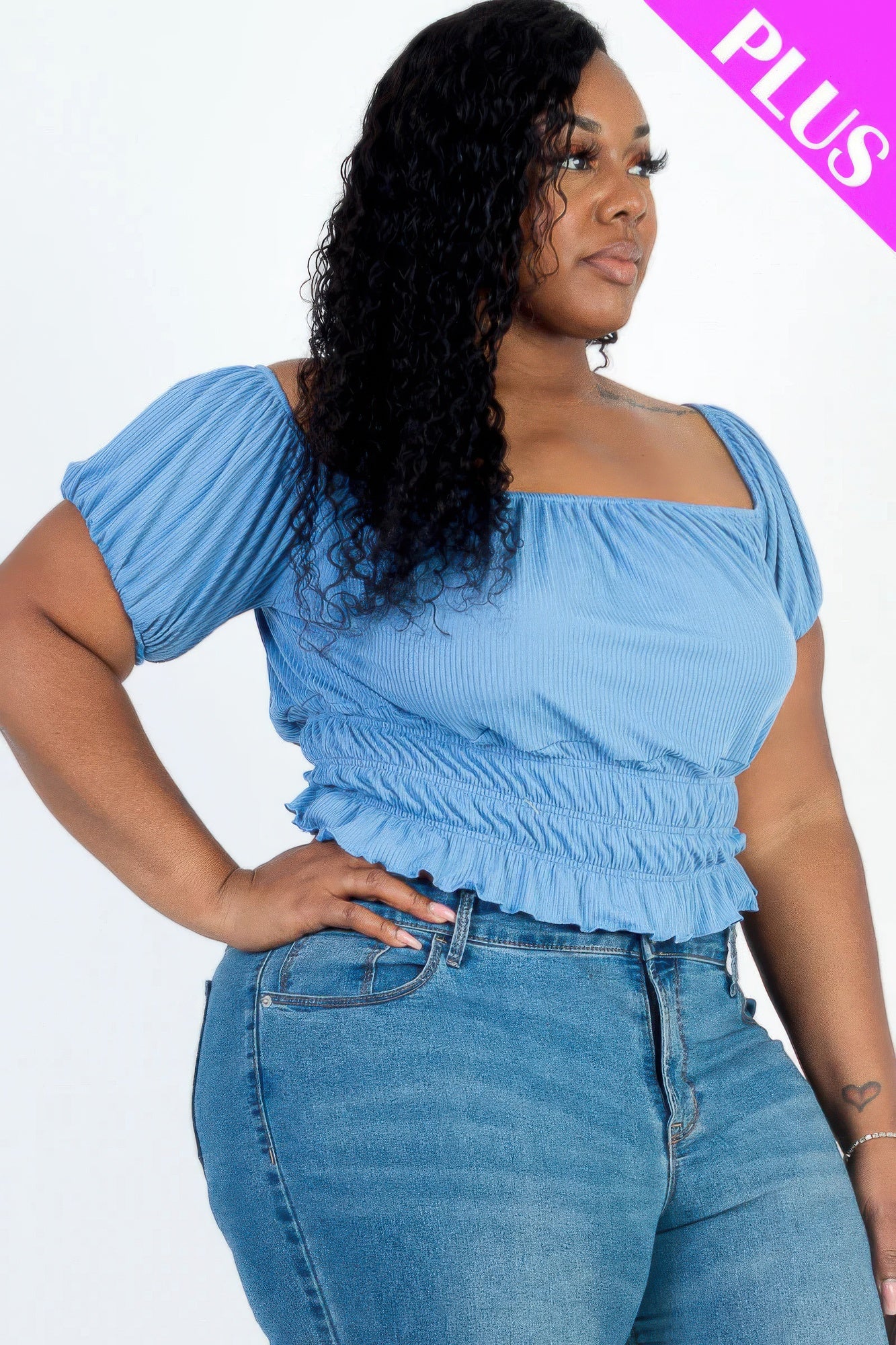 Plus size Puff Sleeve Knit Top