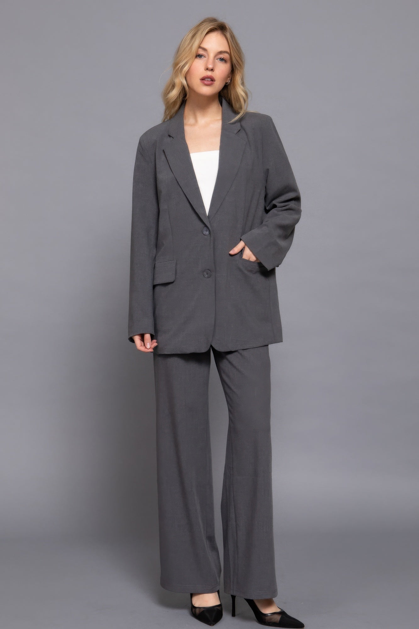 Long Sleeve Front Button Blazer