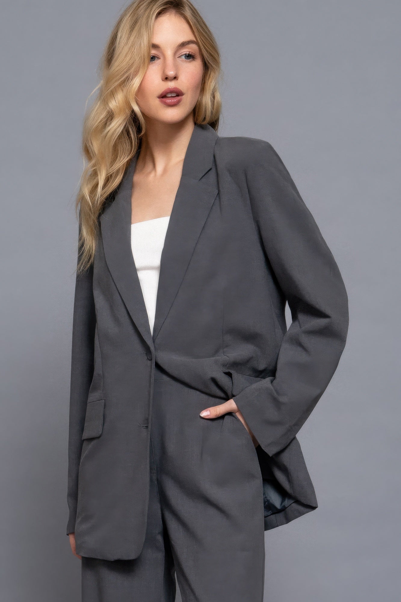 Long Sleeve Front Button Blazer