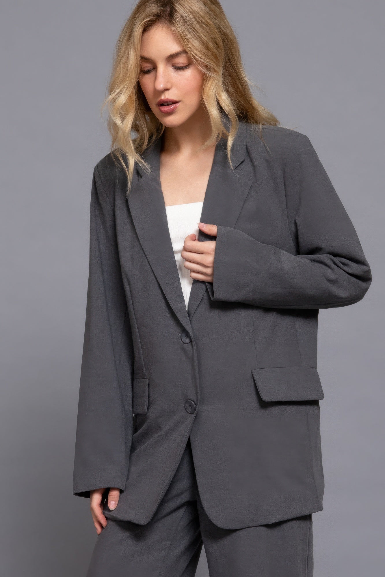 Long Sleeve Front Button Blazer