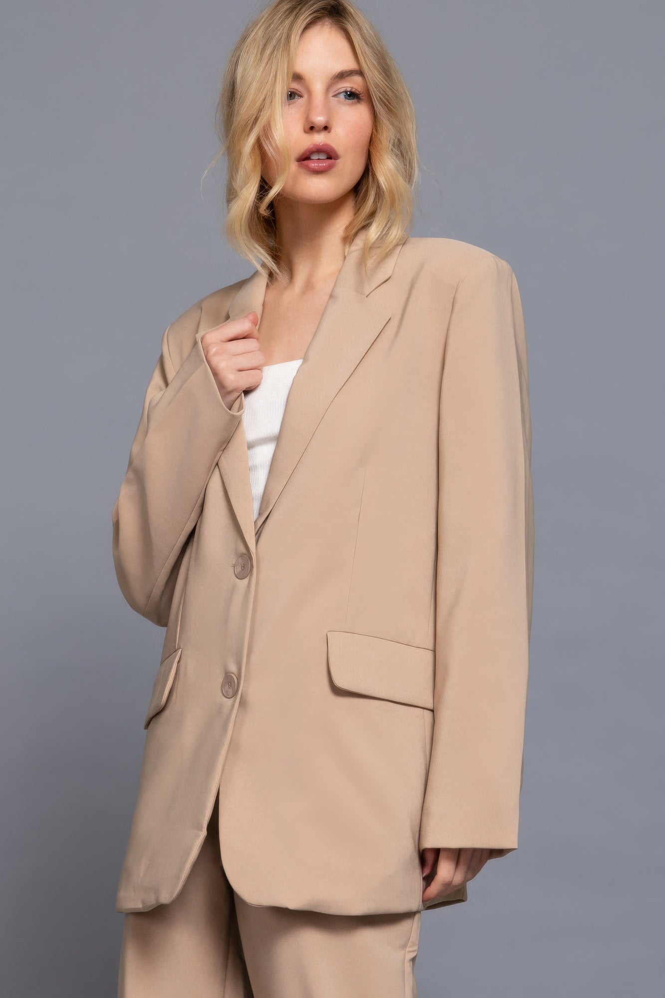 Long Sleeve Front Button Blazer