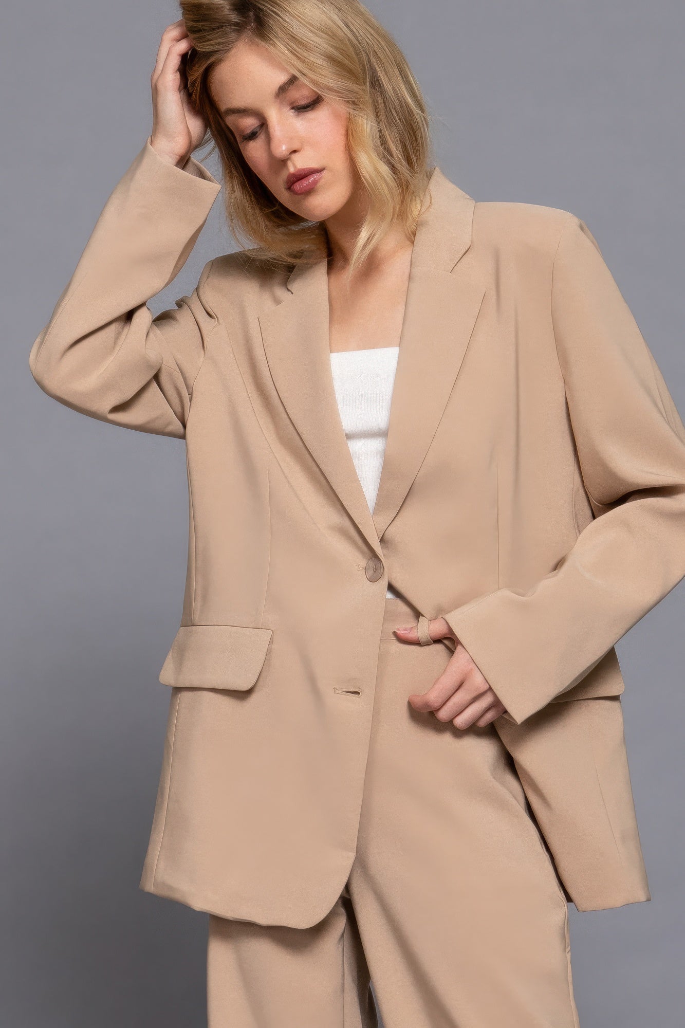 Long Sleeve Front Button Blazer