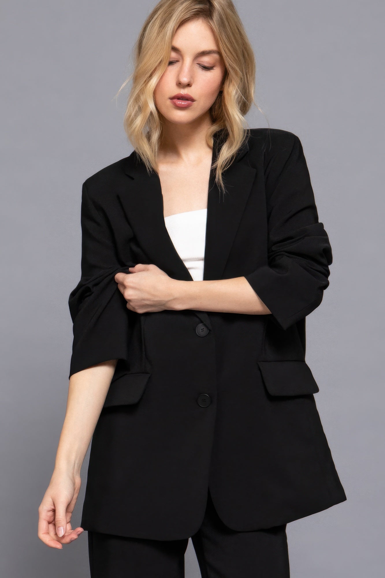 Long Sleeve Front Button Blazer
