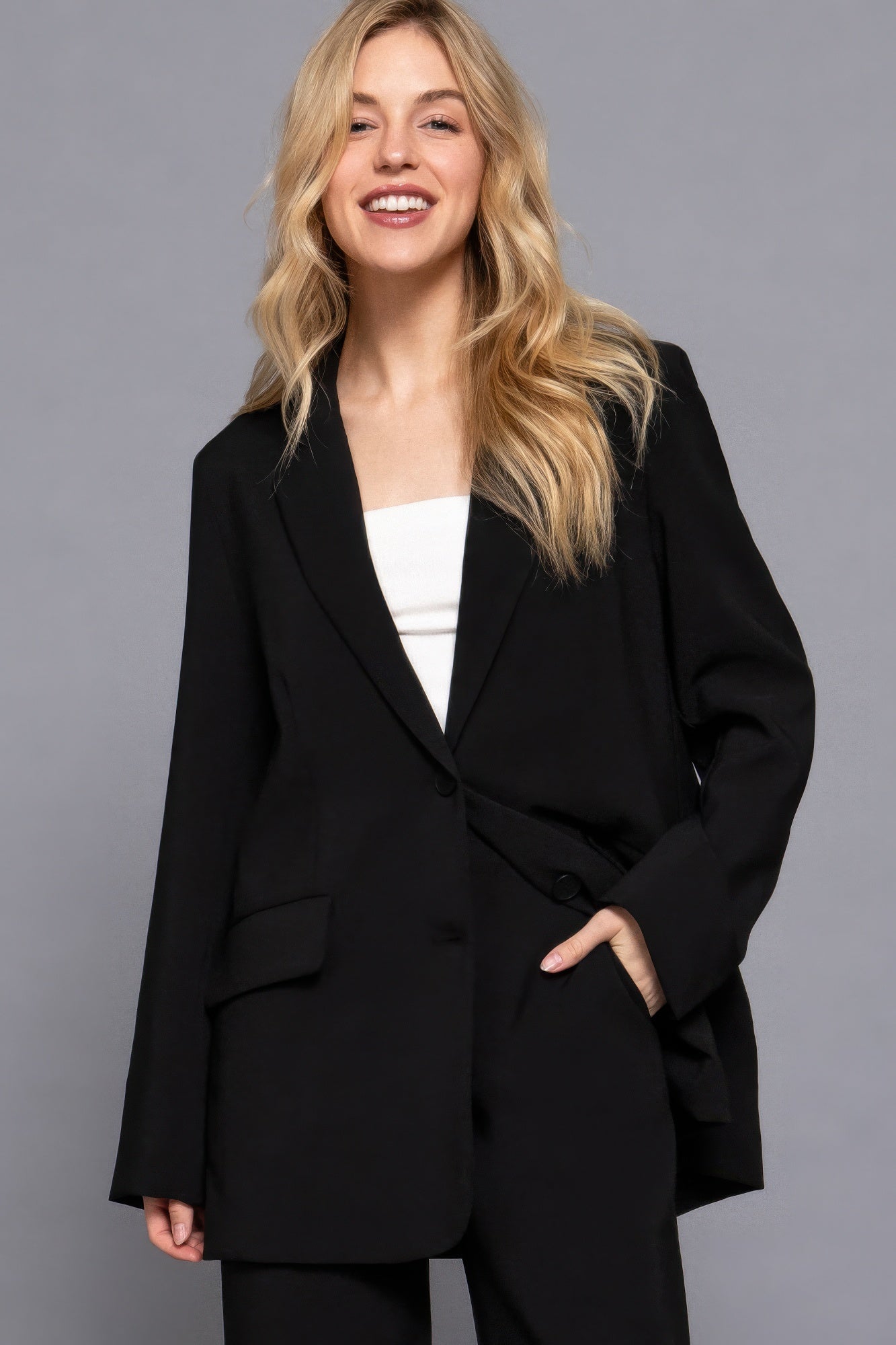 Long Sleeve Front Button Blazer