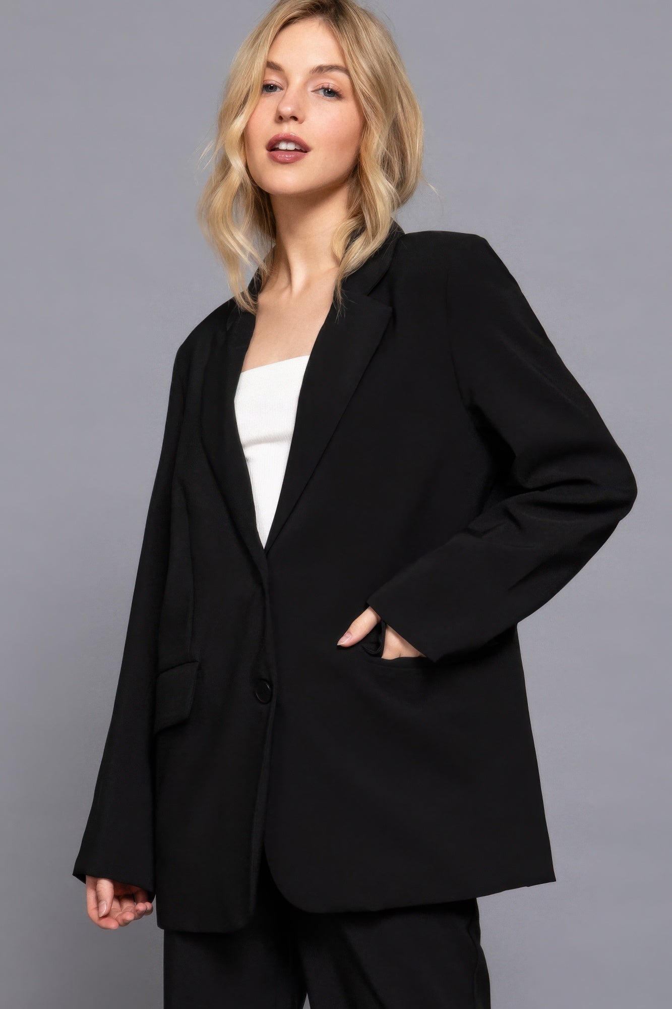 Long Sleeve Front Button Blazer