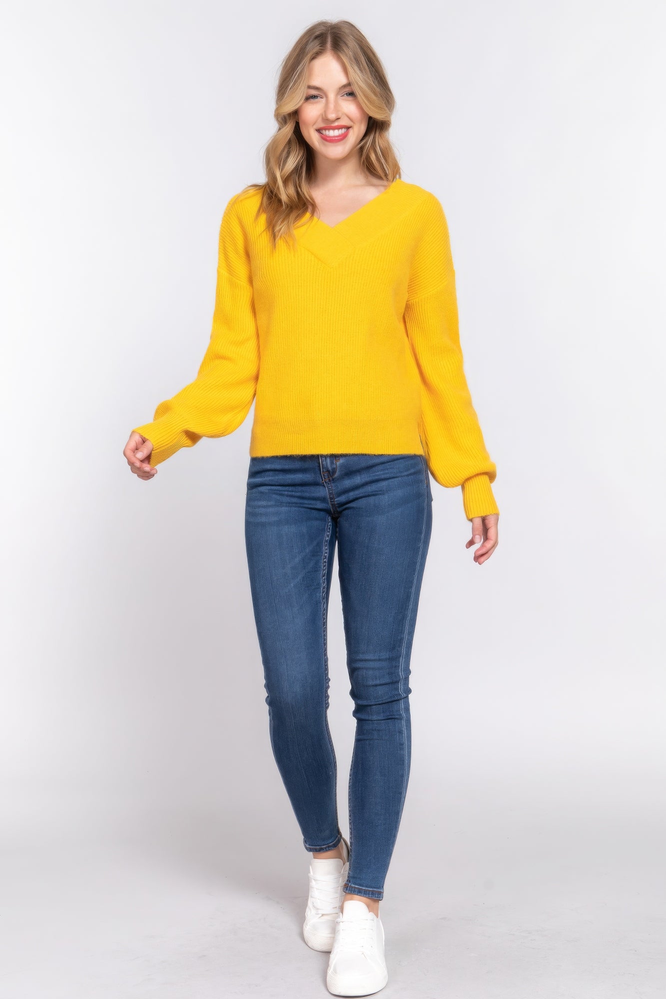 Long Sleeve Double V-neck Sweater