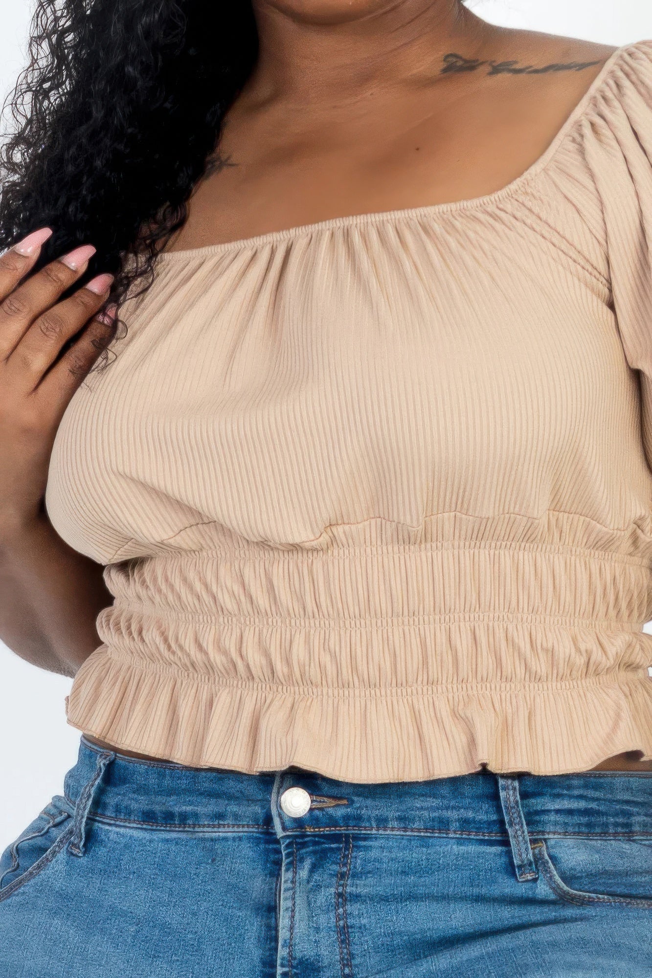 Plus size Puff Sleeve Knit Top