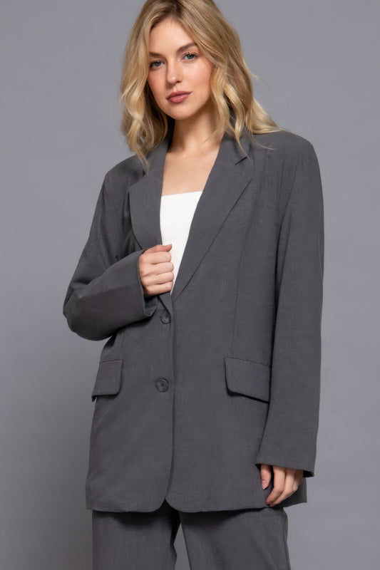 Long Sleeve Front Button Blazer