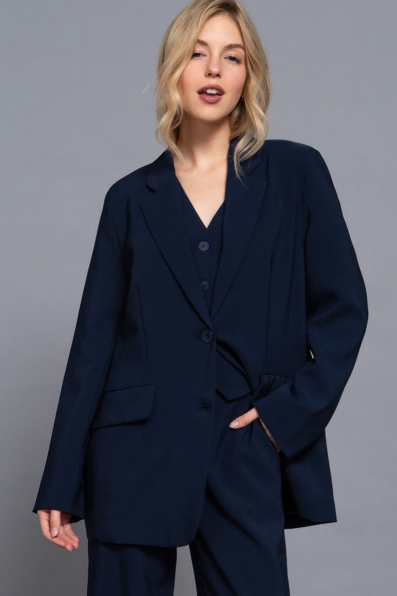 Long Sleeve Front Button Blazer