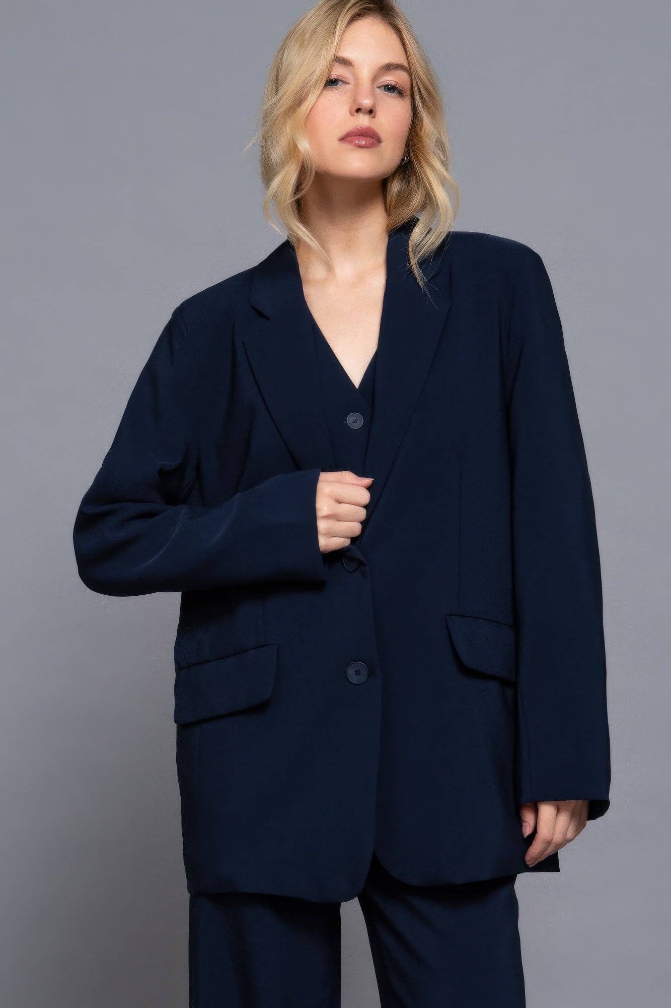 Long Sleeve Front Button Blazer