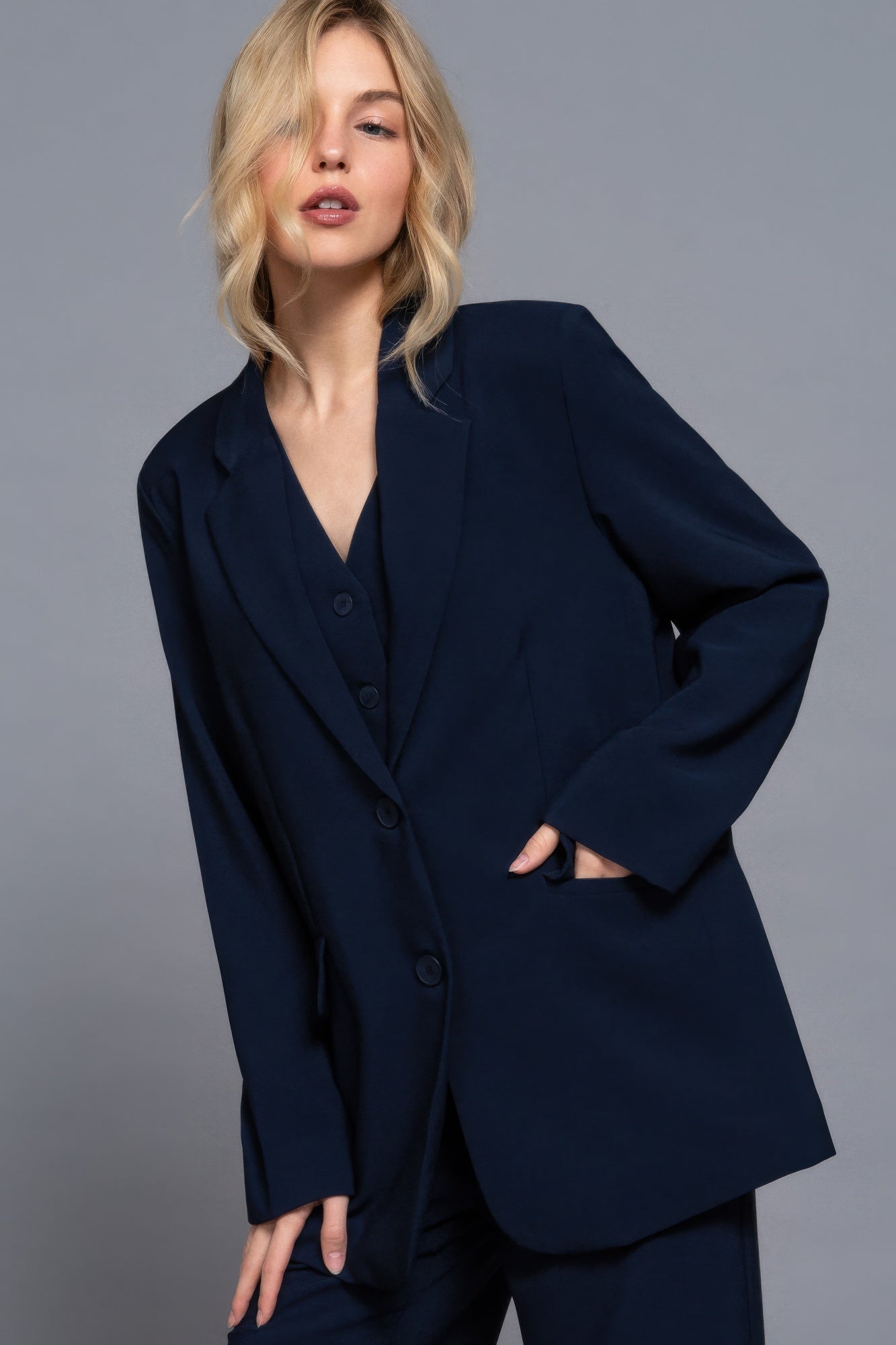 Long Sleeve Front Button Blazer