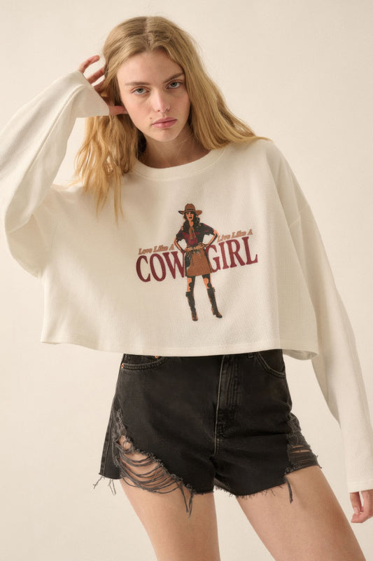 Cowgirl Thermal Crop Sweatshirt