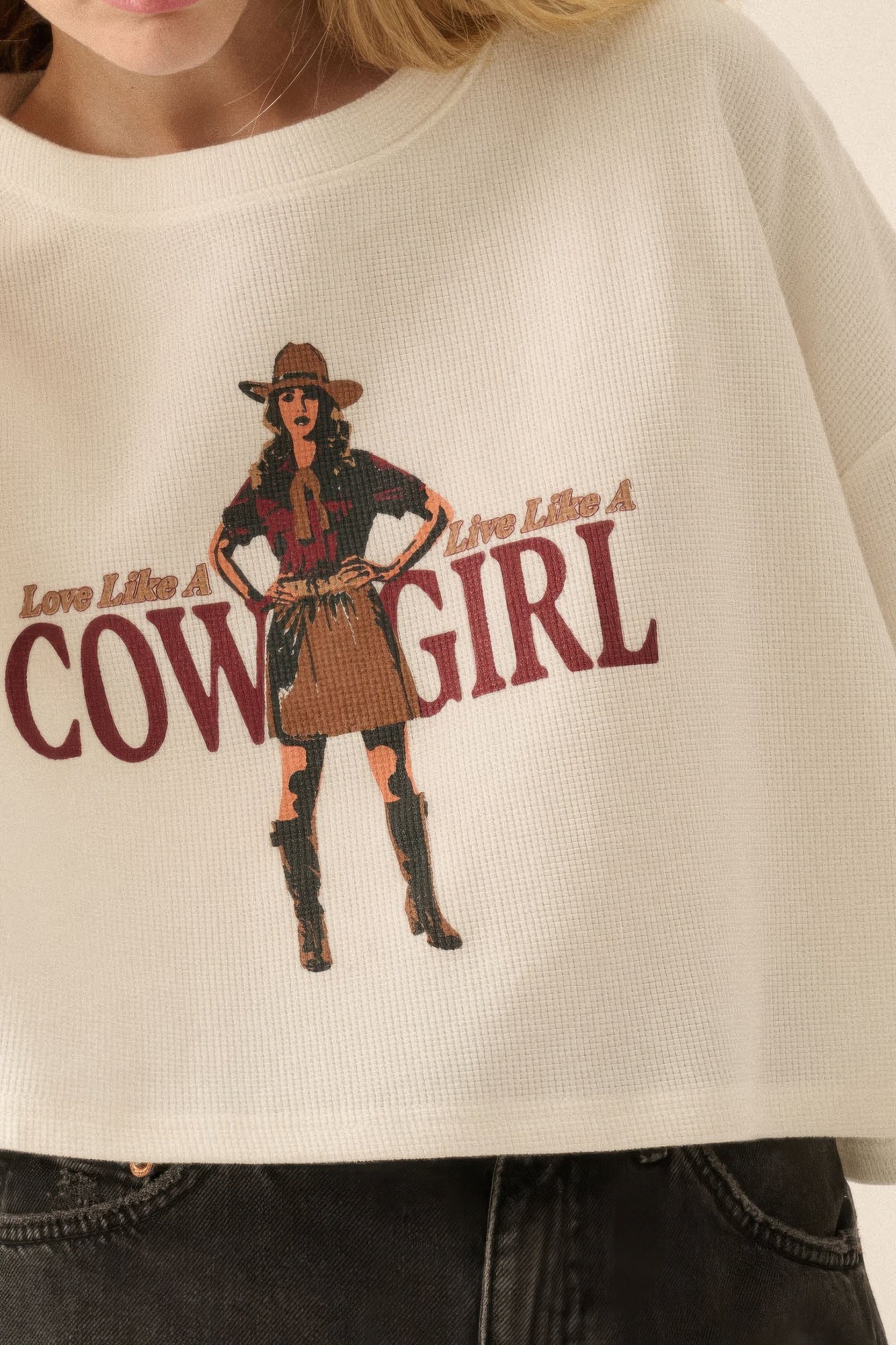 Cowgirl Thermal Crop Sweatshirt