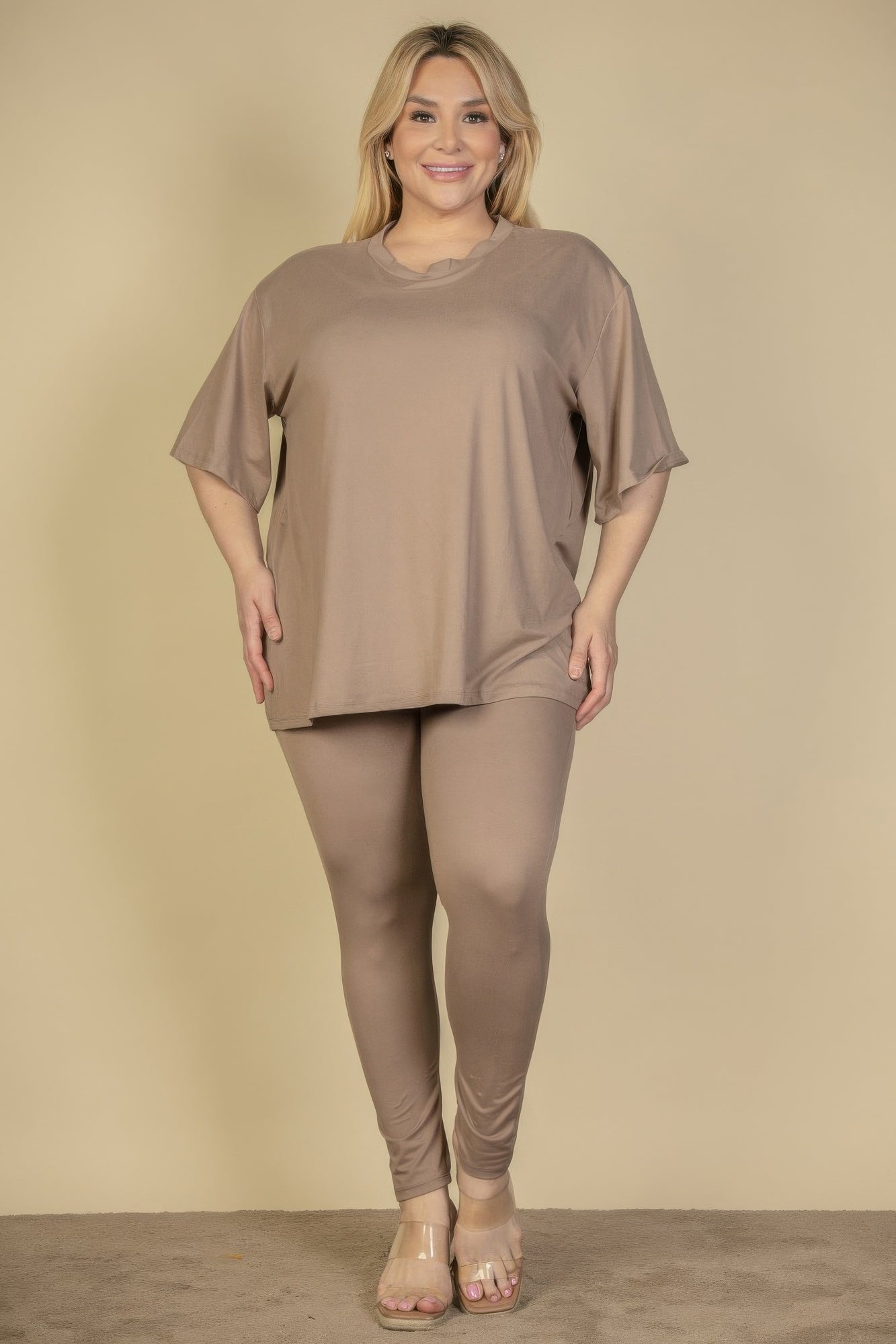 Plus Size Oversized T-shirt & Leggings Set